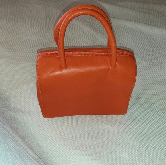 Saks Fifth Avenue, Orange Leather Small Handbag - Picture 8 of 11